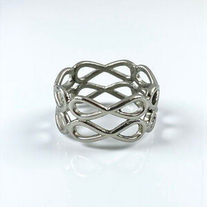 Vintage Celtic Silver Infinity Knot Band Ring, Size 8 1/4.